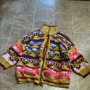 Colorful Patterned Knit Cardigan